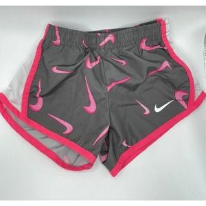 Nike Dri Fit Girls Pink & Gray Swoosh Shorts Size 2T Logo Toddler Pants